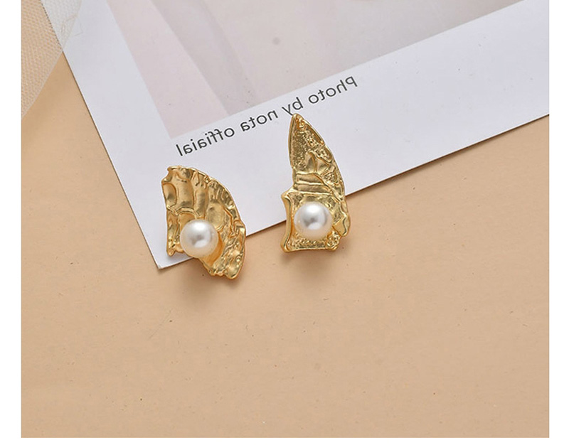 Fashion Golden Pearl Matte Irregular Geometric Earrings,Drop Earrings