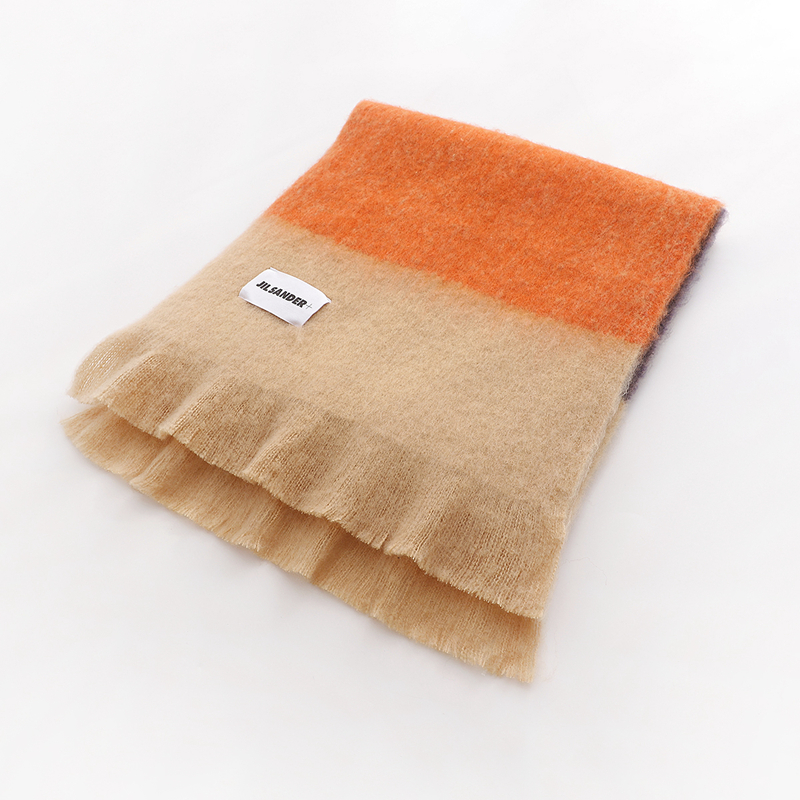 Fashion Orange Large Contrast Mohair Scarf,knitting Wool Scaves