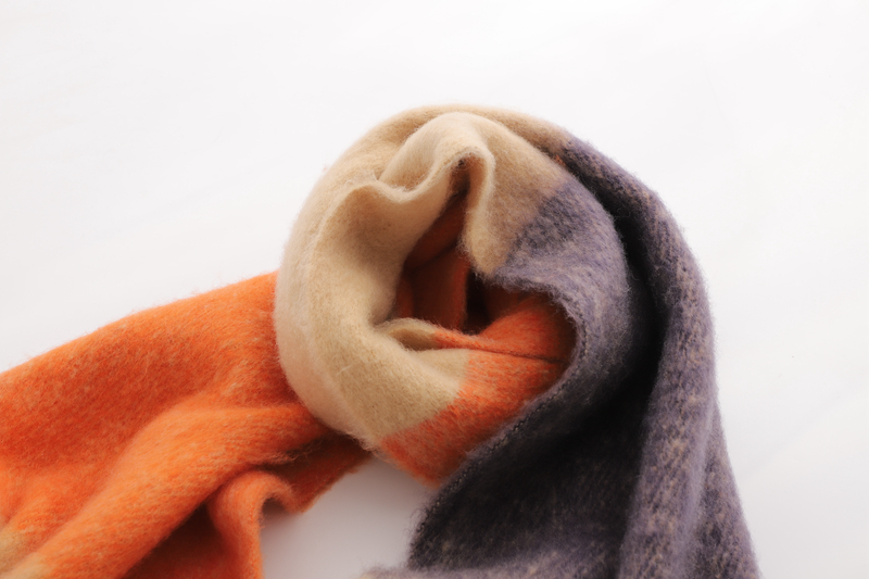 Fashion Orange Large Contrast Mohair Scarf,knitting Wool Scaves