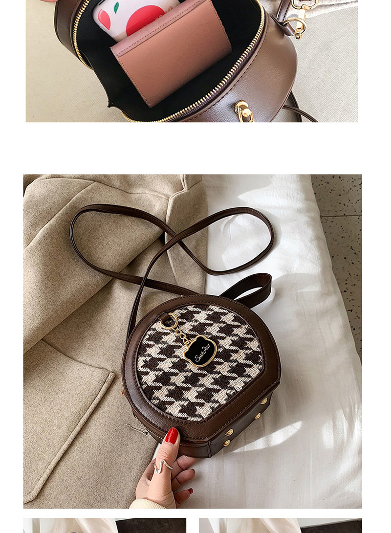 Fashion Black And White Plaid Paneled Rhombus Shoulder Bag,Handbags