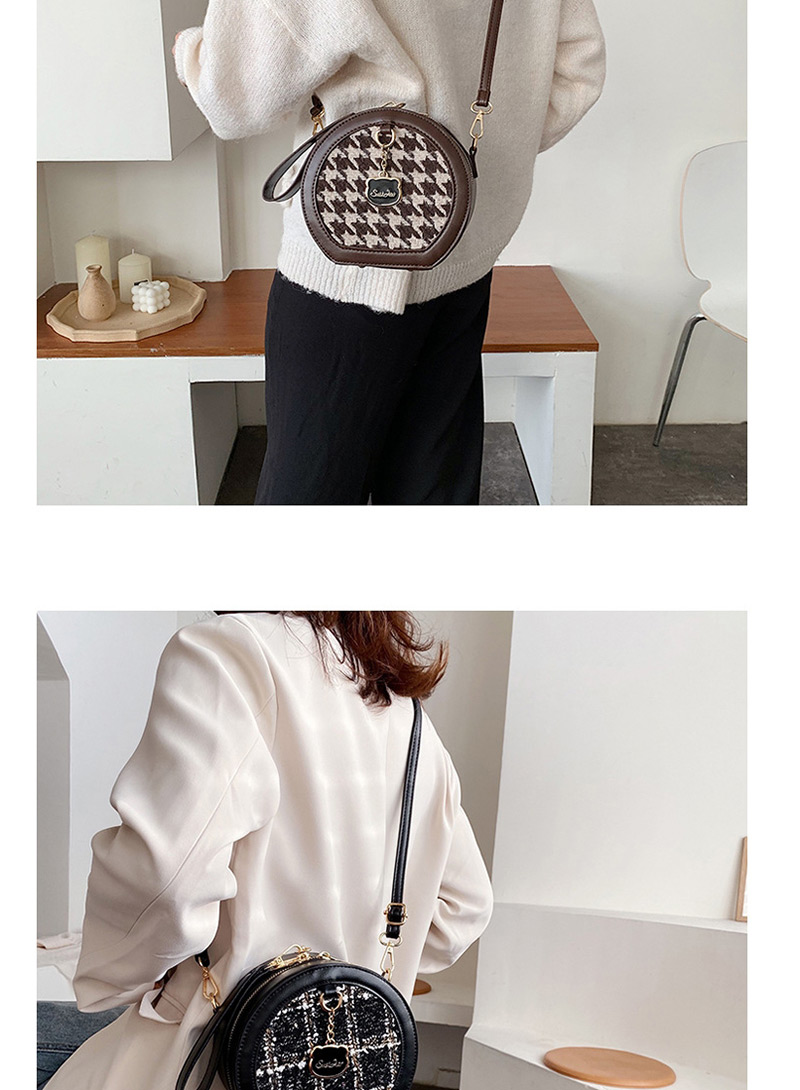 Fashion Black And White Plaid Paneled Rhombus Shoulder Bag,Handbags
