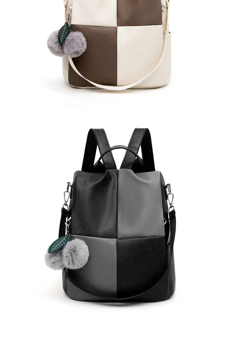 Fashion Khaki Stitched Contrast Shoulder Bag,Backpack
