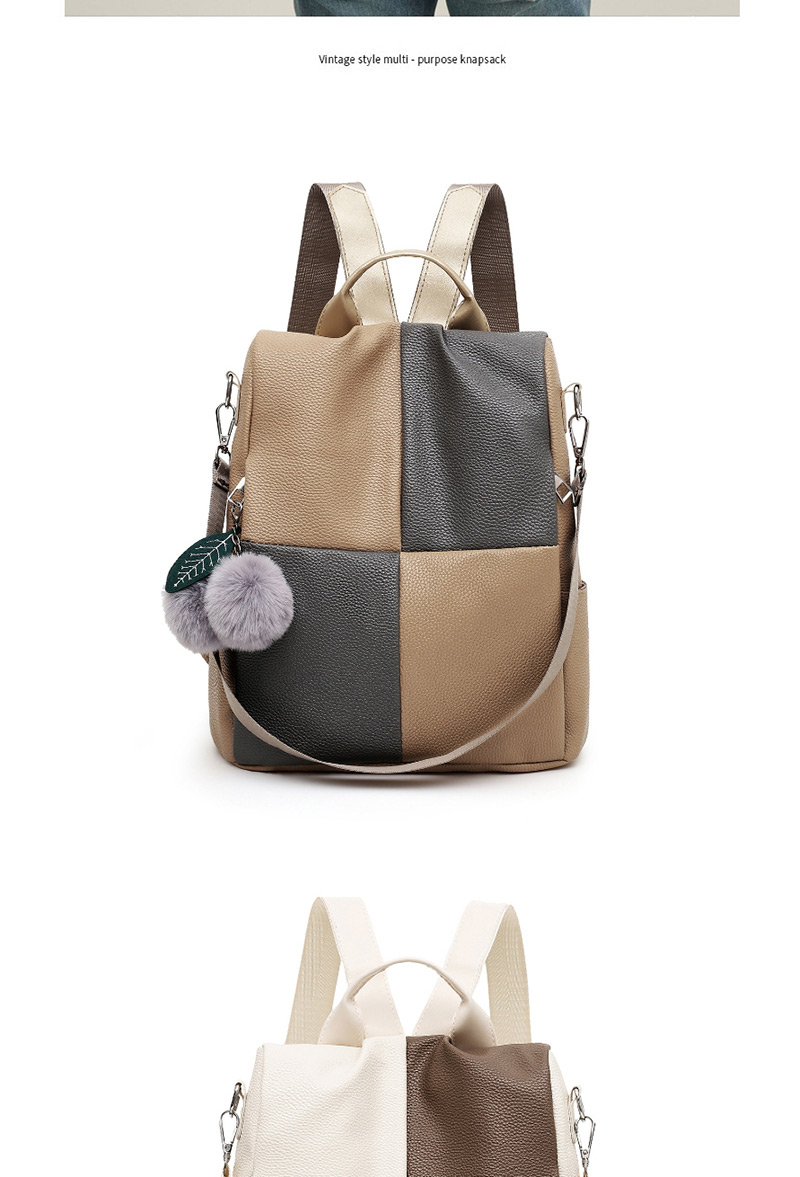Fashion White Stitched Contrast Shoulder Bag,Backpack