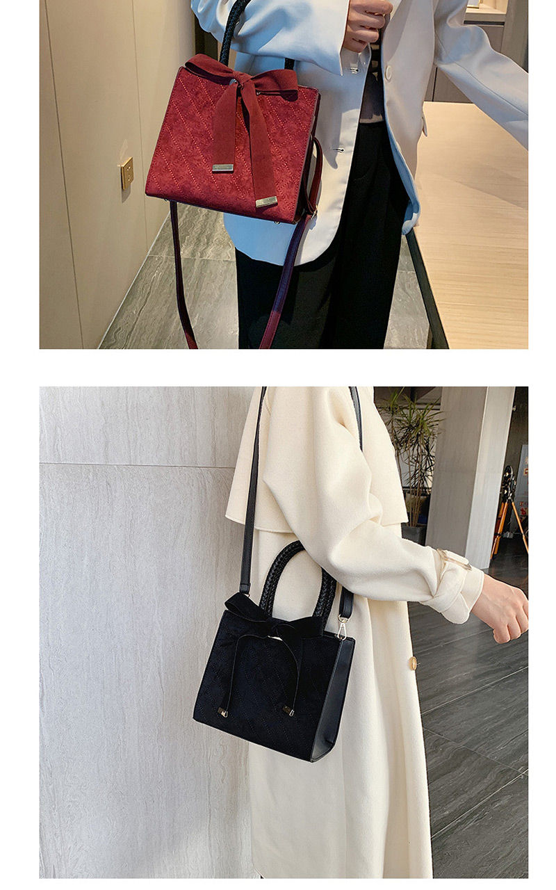 Fashion Black Bow Rhombus Stitch Shoulder Bag,Handbags