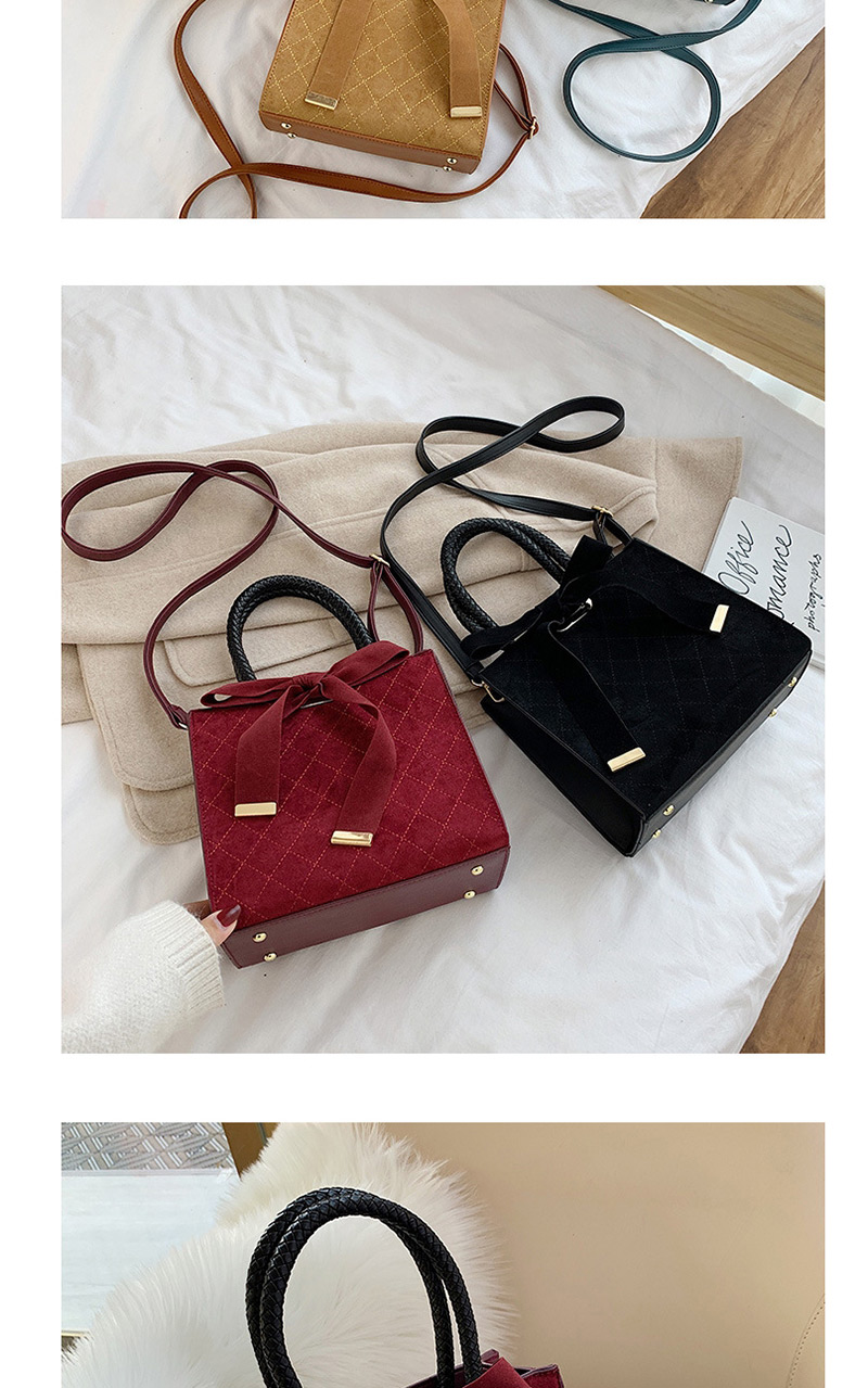 Fashion Black Bow Rhombus Stitch Shoulder Bag,Handbags