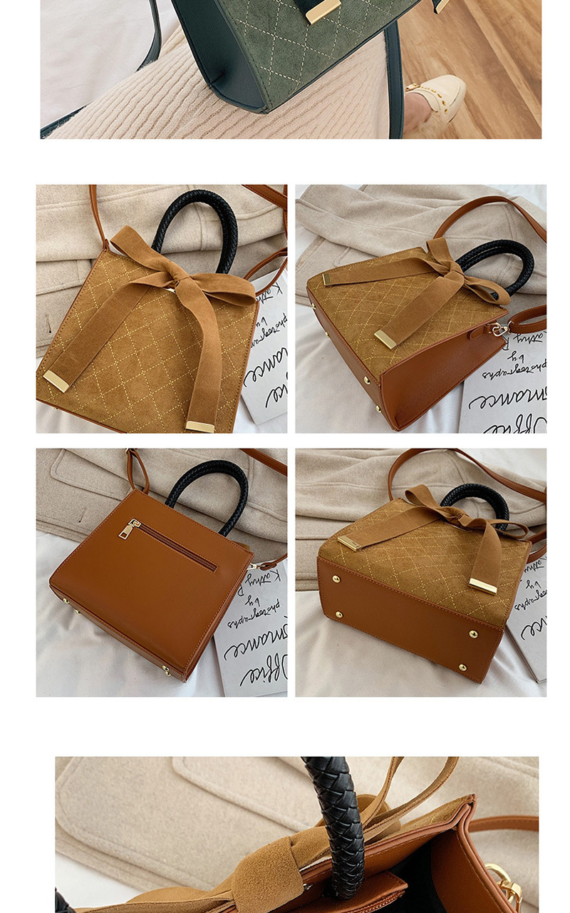Fashion Brown Bow Rhombus Stitch Shoulder Bag,Handbags