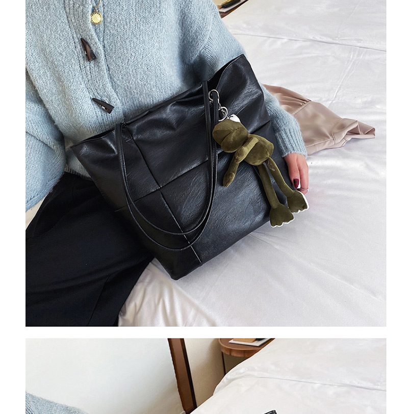 Fashion Soft Surface Black With Pendant Paneled Crossbody Bag,Messenger bags