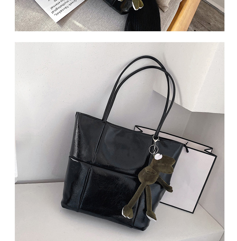 Fashion Soft Surface Black With Pendant Paneled Crossbody Bag,Messenger bags