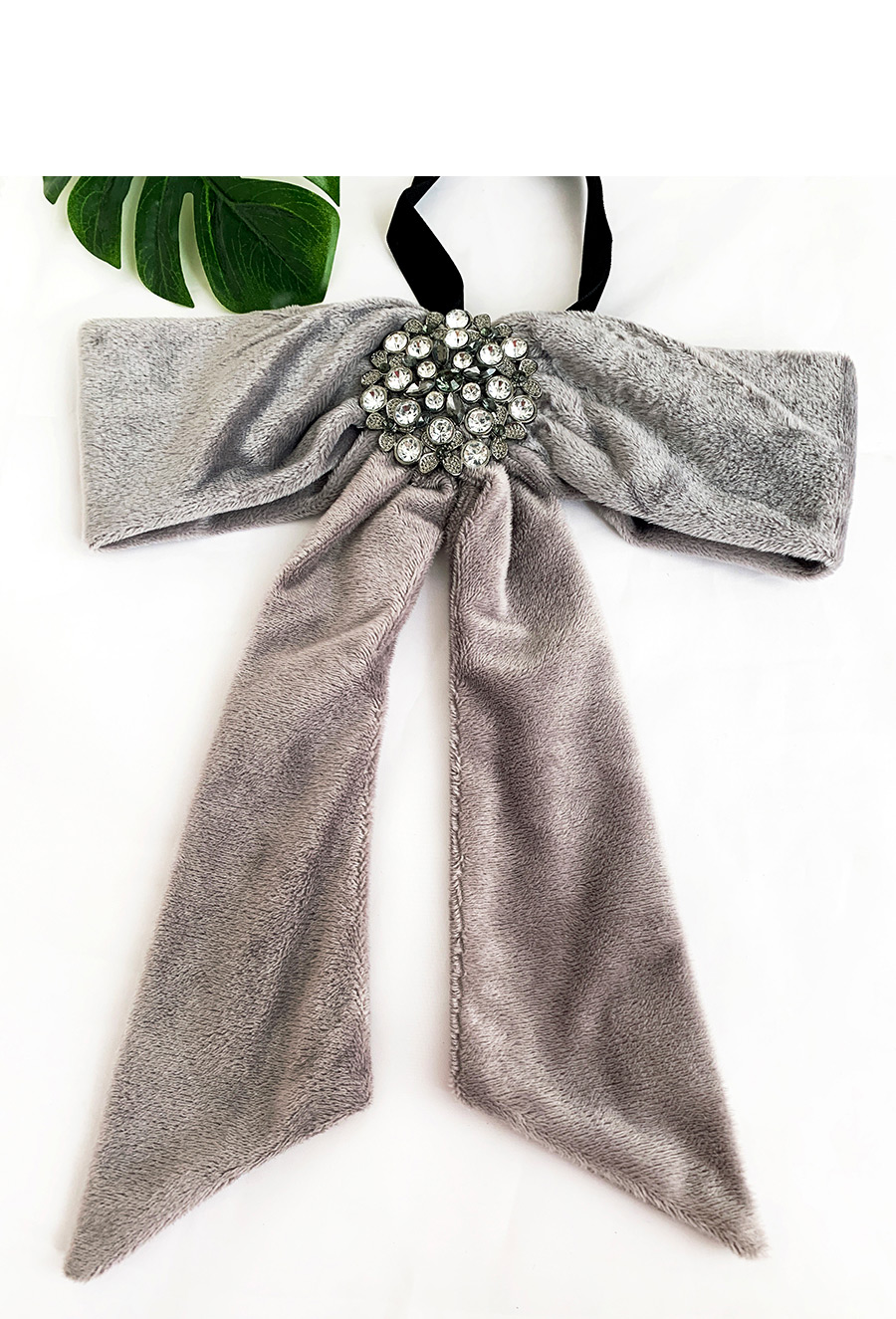 Fashion Gray Gold Velvet Diamond Round Multipurpose Brooch Bow Tie,Korean Brooches