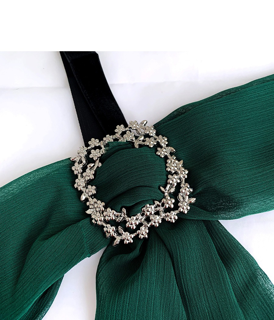 Fashion Green Alloy Diamond Chiffon Multi-purpose Brooch Bow Tie,Korean Brooches