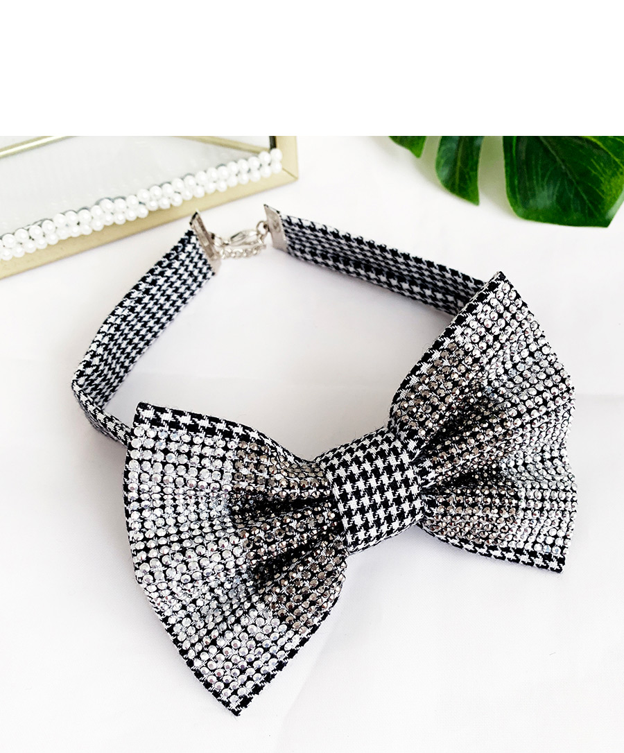 Fashion Black Fabric Houndstooth Bow Collar,Korean Brooches