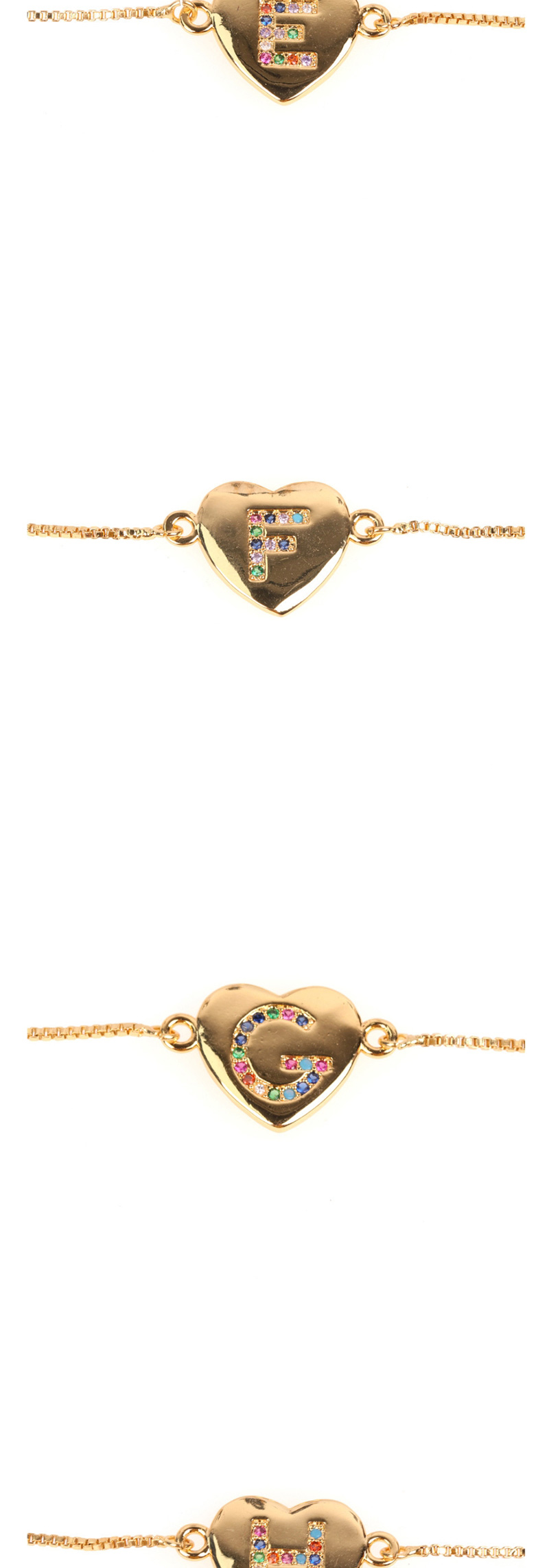 Fashion Q Golden Heart Bracelet With Diamonds And Letters,Bracelets
