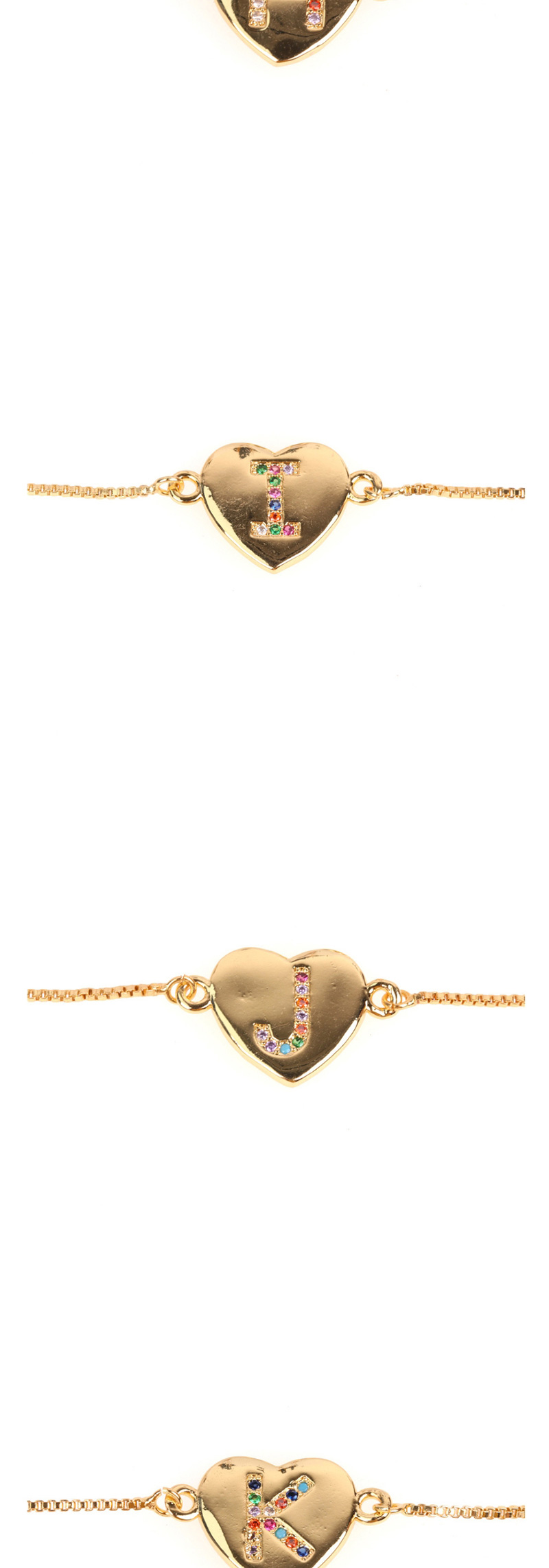 Fashion V Golden Heart Bracelet With Diamonds And Letters,Bracelets