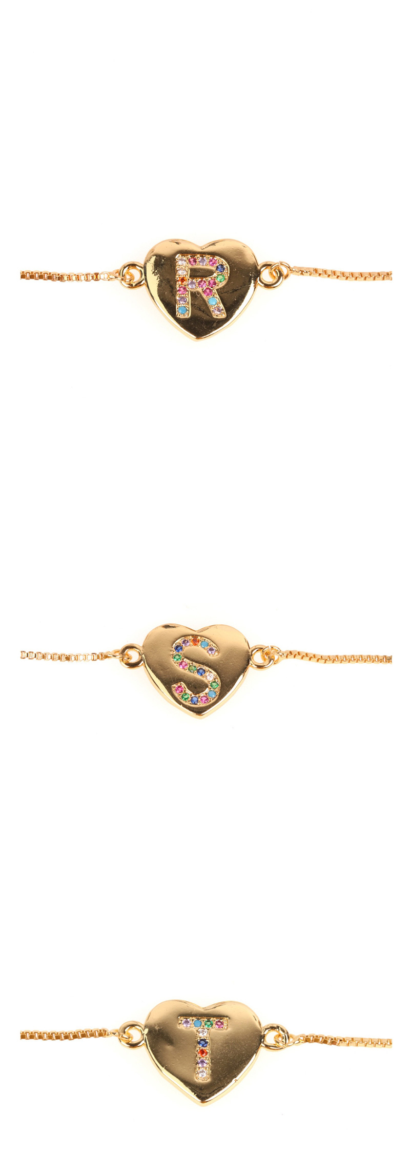 Fashion O Golden Heart Bracelet With Diamonds And Letters,Bracelets