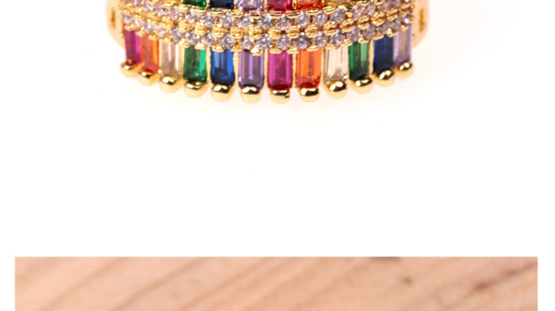 Fashion Color Double Row Zircon Open Ring,Rings