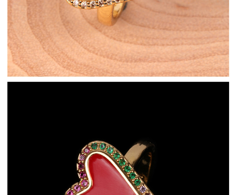 Fashion Red Love Drip Diamond Ring,Rings