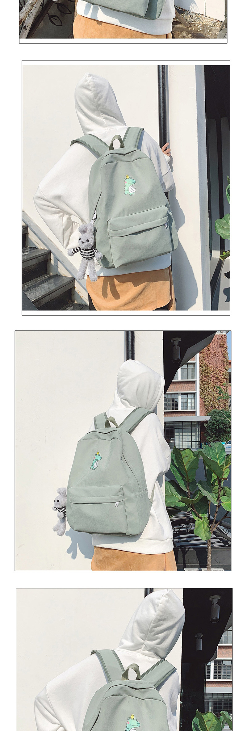 Fashion Khaki Ribbon Pendant Printed Crocodile Backpack,Backpack