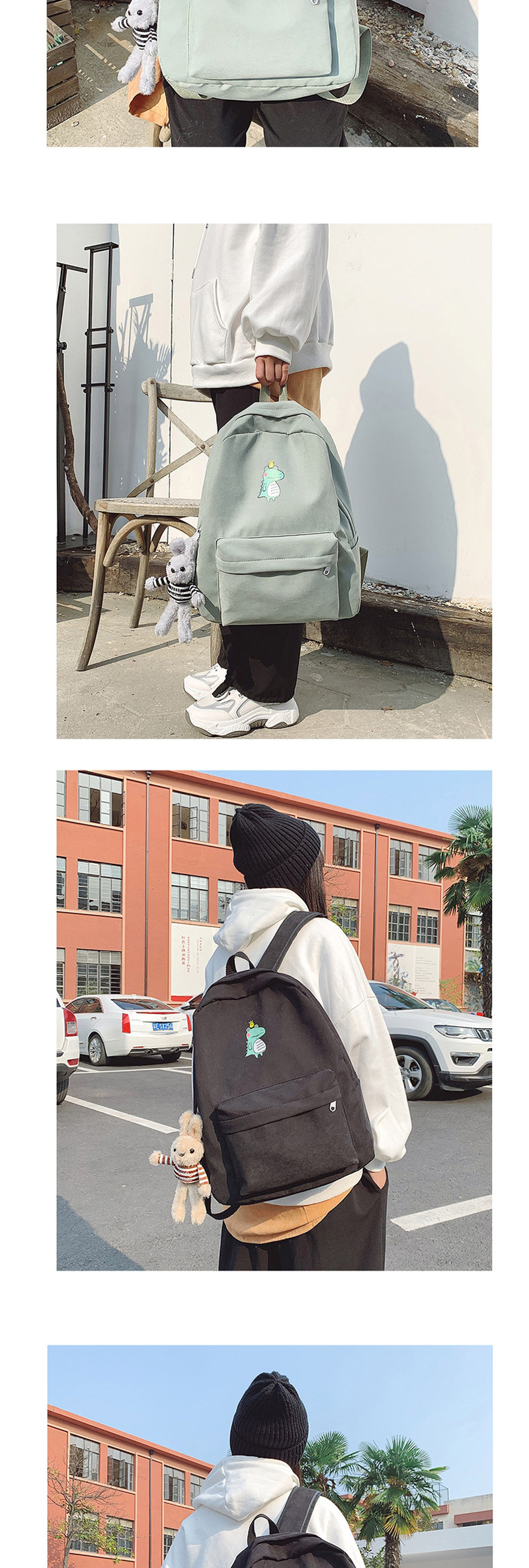 Fashion Black With Pendant Printed Crocodile Backpack,Backpack