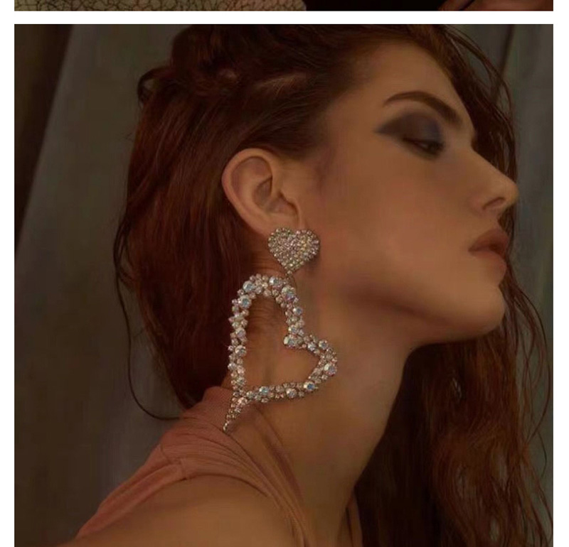 Fashion Silver C-shaped Stud Earrings With Diamonds,Hoop Earrings