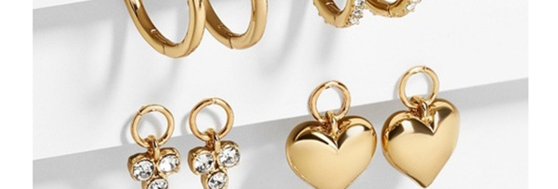 Fashion Golden Heart-shaped Star Stud Earrings With Diamonds And Natural Pearls,Earrings set
