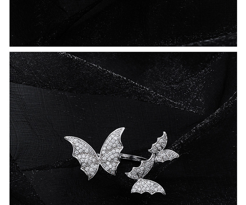 Fashion Silver Diamond-sized Butterfly Split Ring,Fashion Rings
