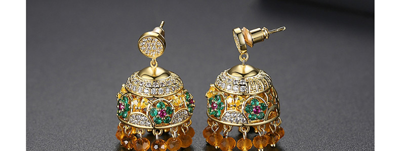 Fashion Golden Wind Chime Diamond Studded Stud Earrings,Earrings