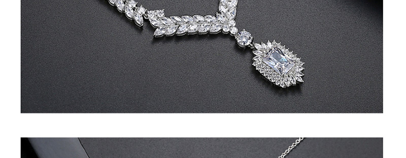 Fashion White Diamond Square Necklace,Necklaces
