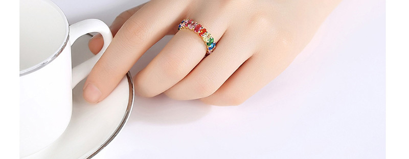 Fashion Color Contrast Ring With Diamonds,Rings
