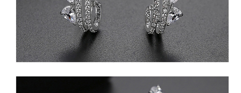 Fashion Platinum Geometric Leaf Stud Earrings With Diamonds,Earrings