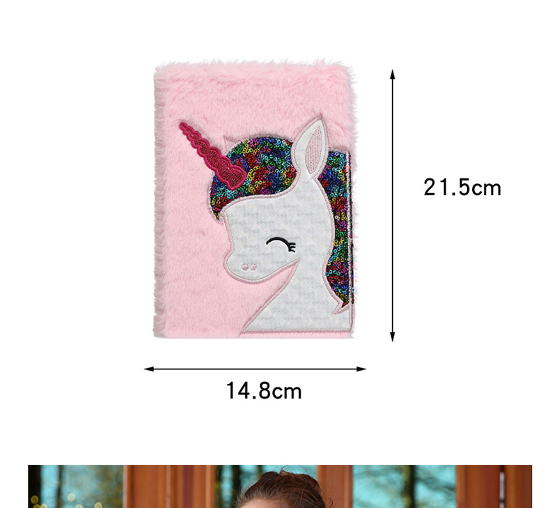 Fashion Pink Plush Unicorn Sequin Children Notebook,Notebook/Agenda