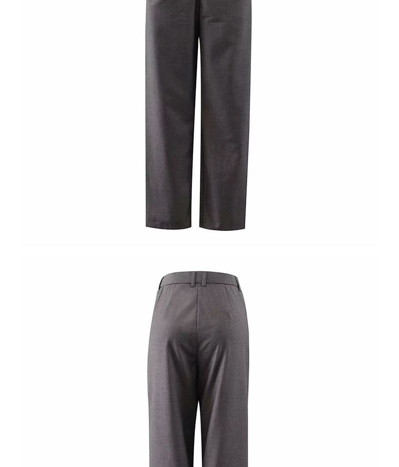 Fashion Gray Pleated Straight Pants,Pants