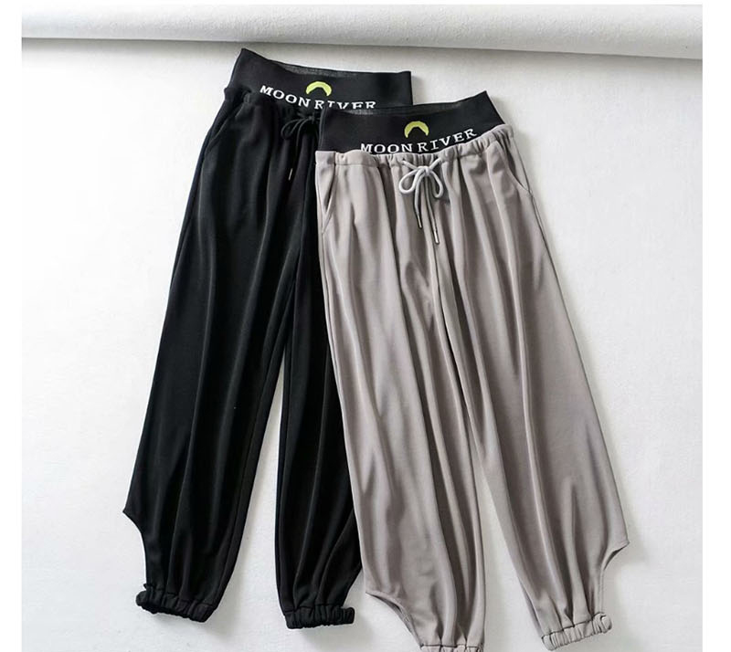 Fashion Black Lace-up Cutout Pants,Pants