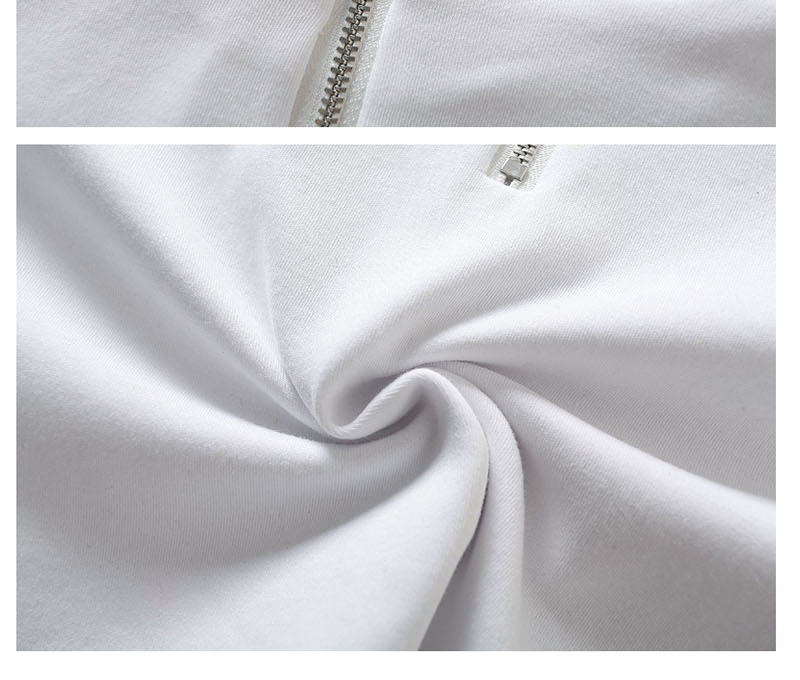 Fashion White Half-neck Collar Zip Reflective Lightning Short T-shirt,Hair Crown