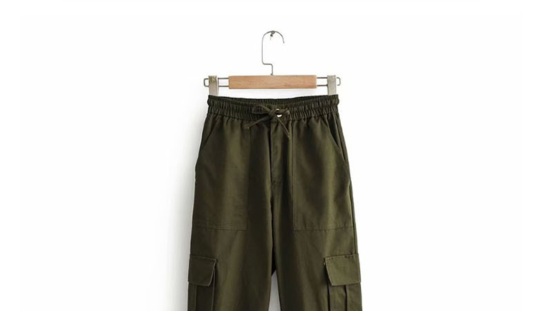 Fashion Green Drawstring Overalls,Pants