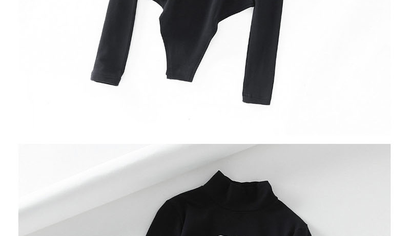 Fashion Black Turtleneck Knitted Bodysuit,Bodysuits