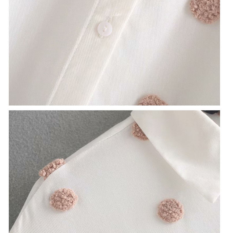 Fashion White Embroidered Lapel Single-breasted Shirt,Blouses
