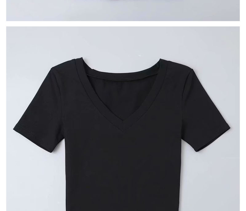 Fashion Black V-neck Short T-shirt,Hair Crown
