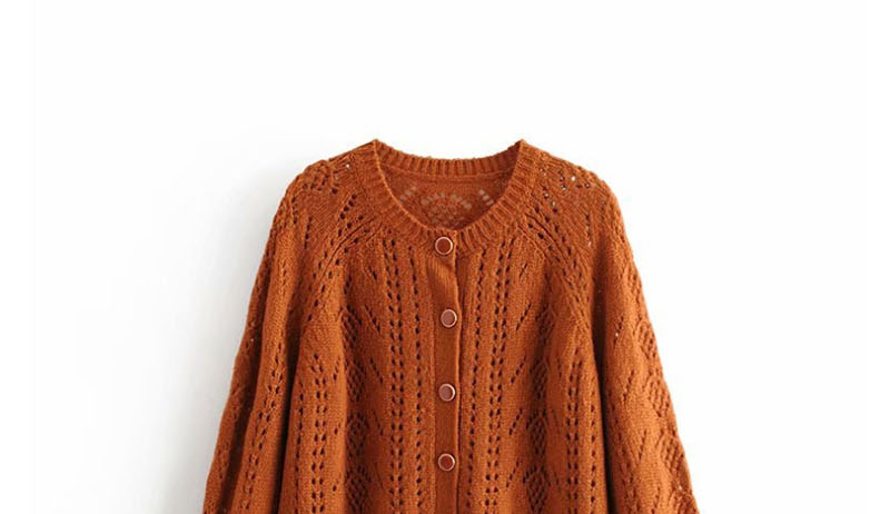 Fashion Caramel Colour Open-knit Sweater Cardigan,Sweater