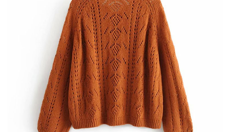 Fashion Caramel Colour Open-knit Sweater Cardigan,Sweater