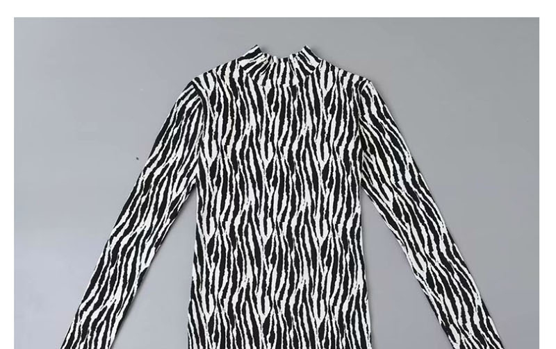 Fashion Black And White Turtleneck Animal Print Dress,Mini & Short Dresses