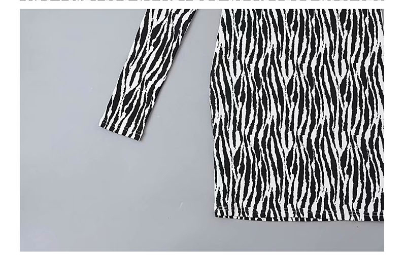 Fashion Black And White Turtleneck Animal Print Dress,Mini & Short Dresses