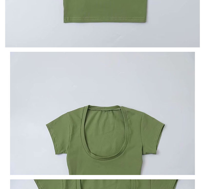 Fashion Green U-neck Short T-shirt,Hair Crown