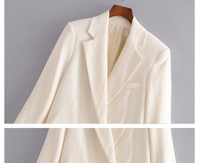 Fashion Creamy-white Button Short Suit,Coat-Jacket