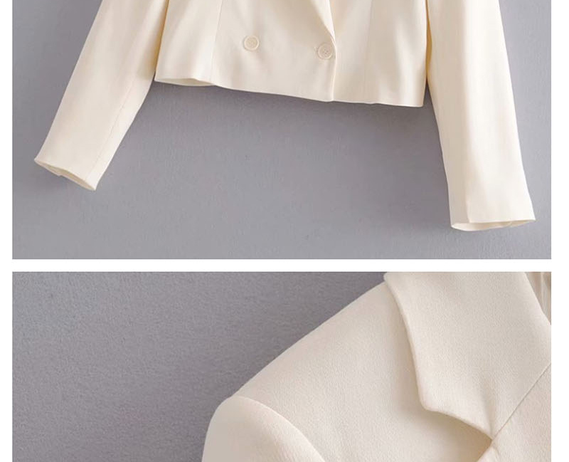 Fashion Creamy-white Button Short Suit,Coat-Jacket