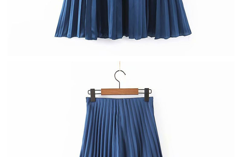 Fashion Blue Pleated Skirt,Skirts