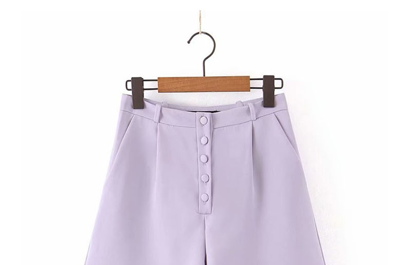 Fashion Lavender High Waist Button Shorts,Shorts