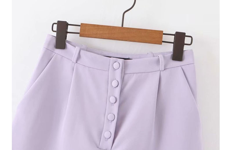 Fashion Lavender High Waist Button Shorts,Shorts