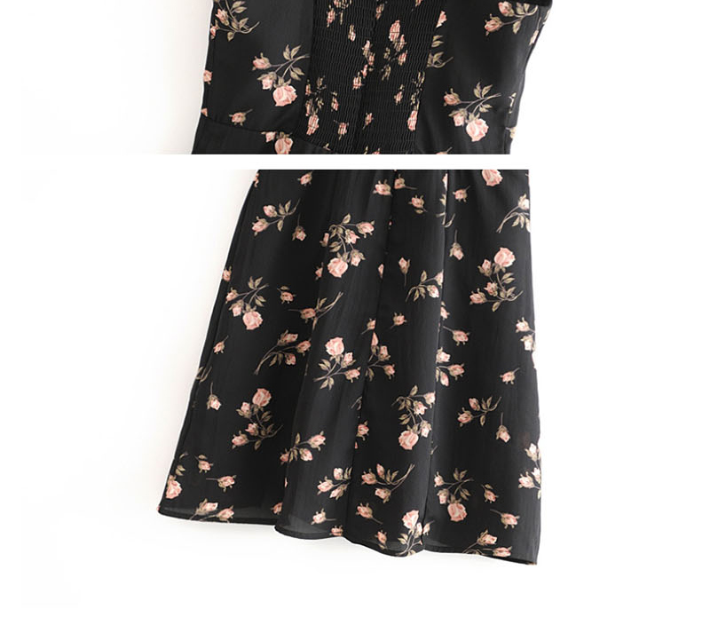 Fashion Black Printed Split Camisole Dress,Mini & Short Dresses
