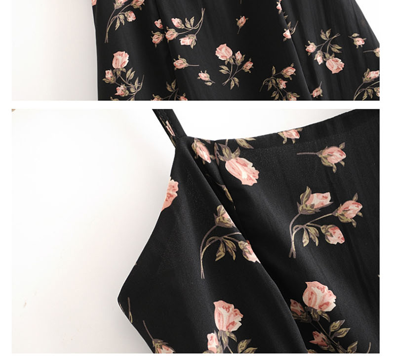 Fashion Black Printed Split Camisole Dress,Mini & Short Dresses