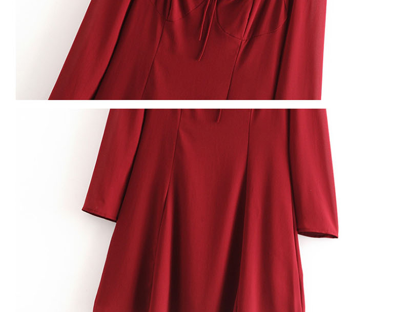 Fashion Red Cutout Low Chest Fungus Lace Up Dress,Mini & Short Dresses